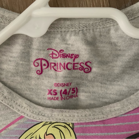 Disney Girl's XS (4-5) Light Gray Casual Short Sleeve Dress With Disney Princess - Picture 7 of 7